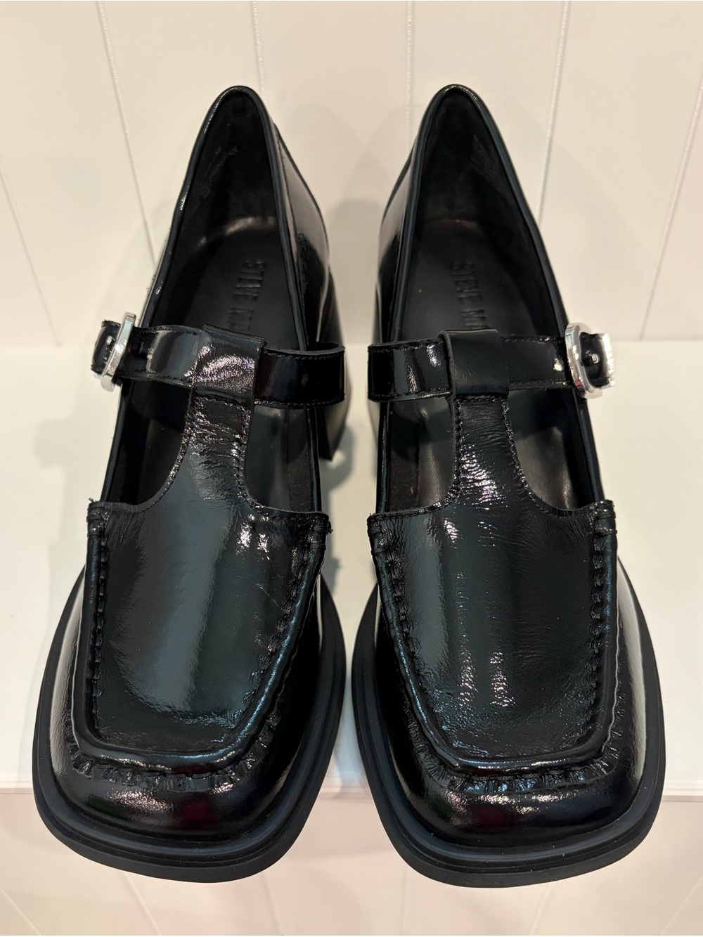 Steve Madden Black Patent Mary Jane Loafers - Women